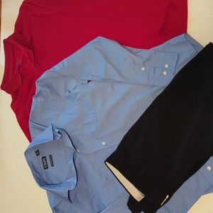 Chaps Dressy Bundle Large Boys 14/16 Polo/Button Up Shirt & 16 Black Pants
